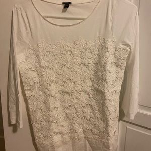 NWOT J crew white 3/4 sleeve lace top size XS, can fit S